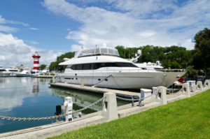 A beautiful yacht at the Harbour Town Yacht Basin in Hilton Head.