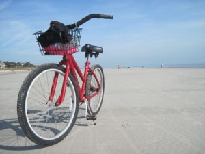 red bike on a beach