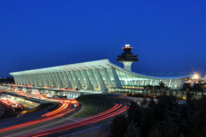 The outside of Washington Dulles International Airport.